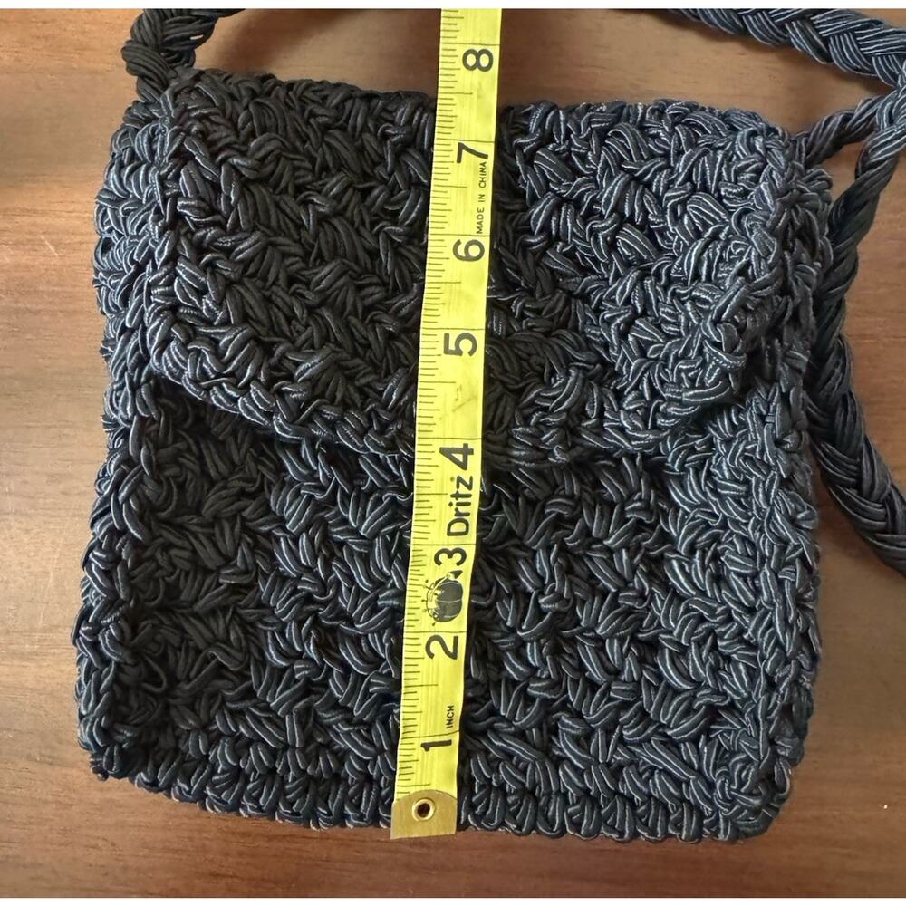 Carrie Forbes Vintage Black Woven Handbag Purse Crossbody 90s Macrame - Picture 6 of 7